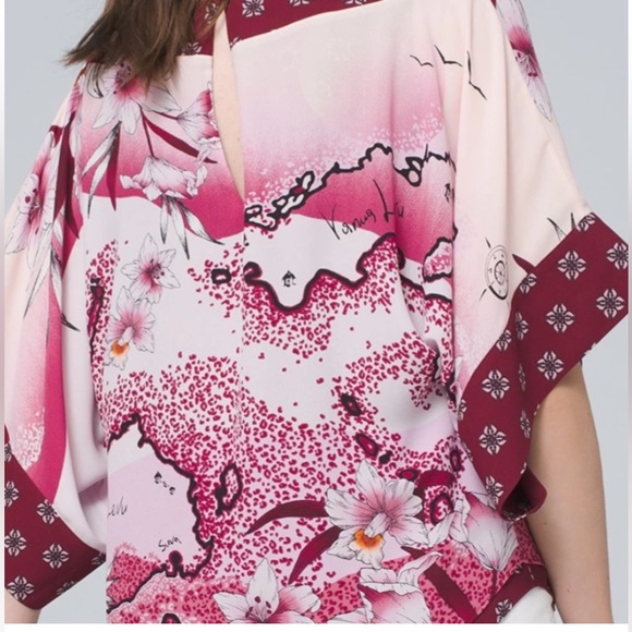 WHBM Island Print Floral Kimono Blouse (L) - Picture 2 of 12